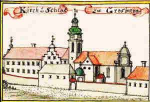 Kirch u. Schlos zu Grosburg - Zamek i koci, widok oglny